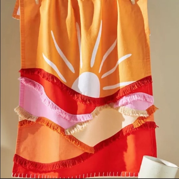 Anthropologie Other - NEW Anthropologie Sunscape Dish Kitchen Towel Sun, Cotton, Embroidered + Fringe